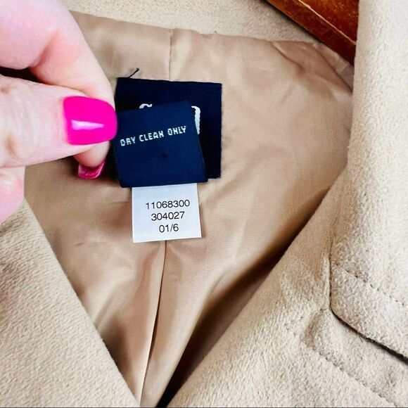 Y2K Gap Classic Tan Academia Blazer Double Breast Notch Collar Lined Jacket - Picture 14 of 14